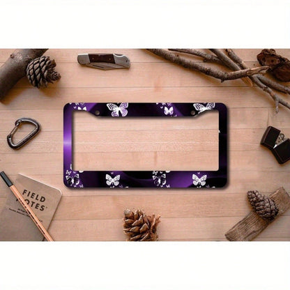 1 Piece Purple Butterfly Swirl Car License Plate Frame- Metal Car License Plate Frame Tag Holder Frame Cover- 12x6inch Universal Car,Car Cover,Car Must Haves,Gifts,Car Decor,Car Picks,Car Acessesori
