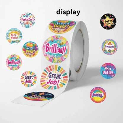 1 Roll 500pcs Inspirational Reward Stickers, English Motivational Slogan Stickers. Suitable For Student Rewards, Campus Encouragement, Game Props, Toy Matching, Cartoon Animal Stationery Labels. Self