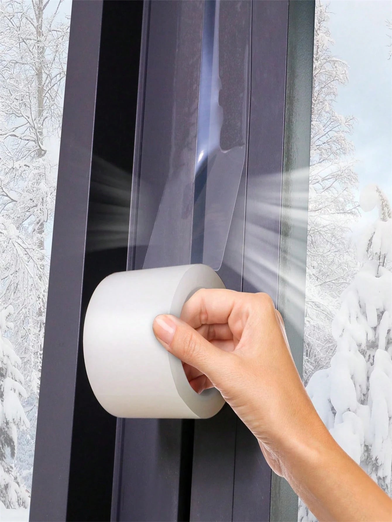 1 Roll High Viscosity Waterproof Windproof Sealing Tape, Window Weatherstrip & Thermal Insulation Film, Winter Leak Protection, Windproof And Waterproof, Cold-Proof, Glue-Free Sealant Tape, Window Dra