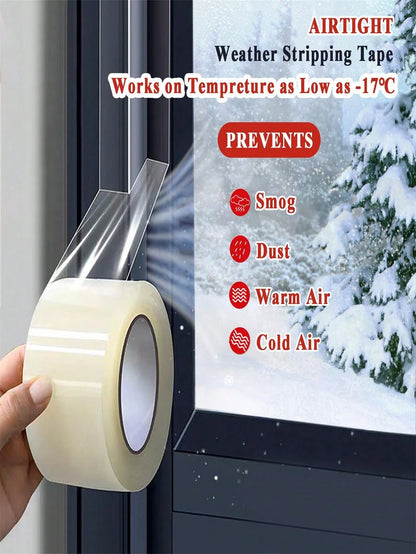 1 Roll High Viscosity Waterproof Windproof Sealing Tape, Window Weatherstrip & Thermal Insulation Film, Winter Leak Protection, Windproof And Waterproof, Cold-Proof, Glue-Free Sealant Tape, Window Dra
