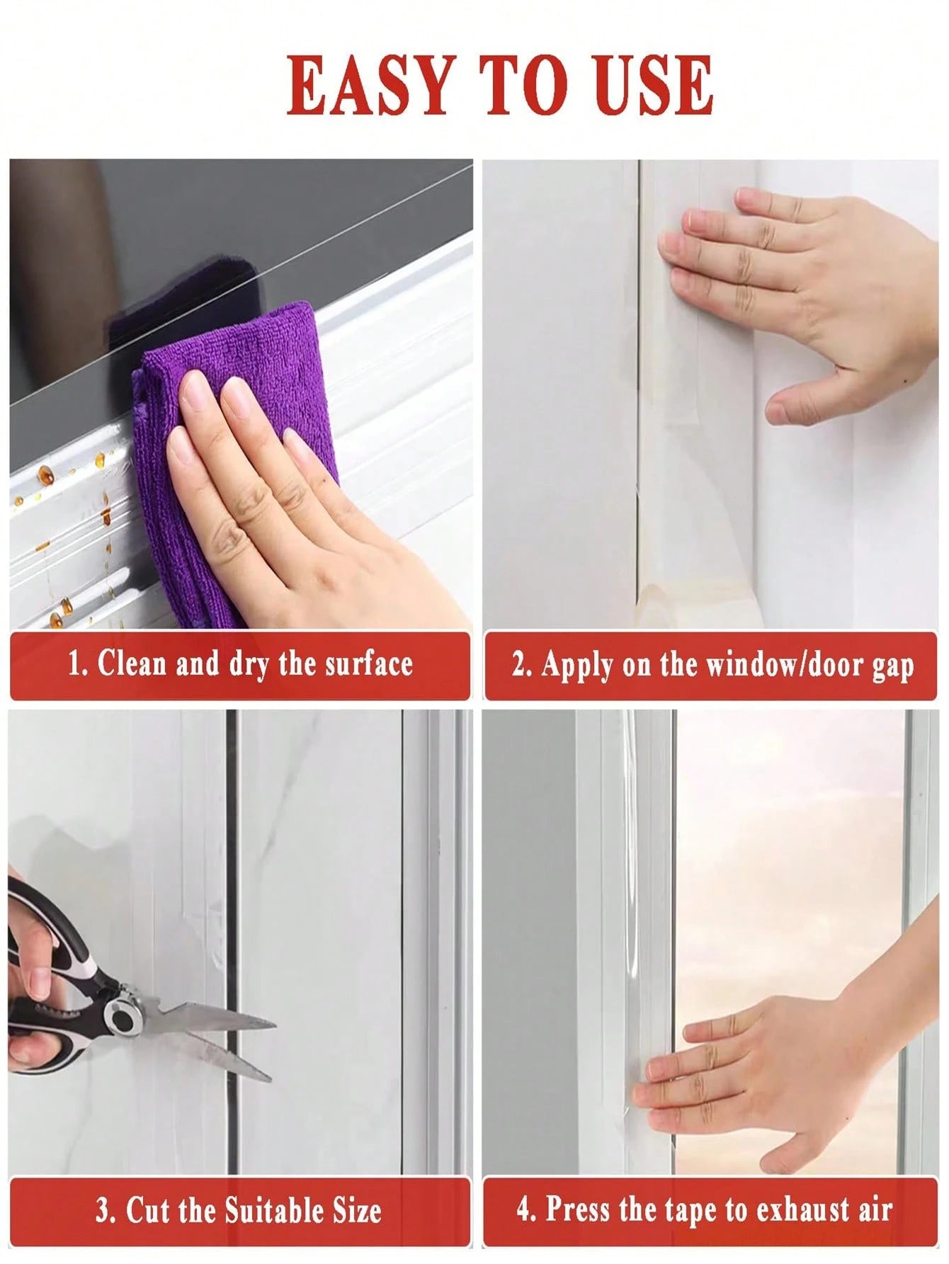 1 Roll High Viscosity Waterproof Windproof Sealing Tape, Window Weatherstrip & Thermal Insulation Film, Winter Leak Protection, Windproof And Waterproof, Cold-Proof, Glue-Free Sealant Tape, Window Dra