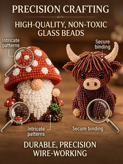 1 Set 3D Beaded Forest Gnome DIY Handmade Material Kit, Mushroom Sunflower Moon House Theme Beaded Art Craft Material Set, Suitable For Home Decor, Room Decoration, Desktop Ornament, Handmade Project