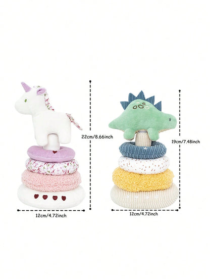 1 Set Baby Plush Stacking Toys, Includes Stuffed Animals And Colorful Rings, Suitable For Early Education Toys, Baby Accessories And Travel Gifts