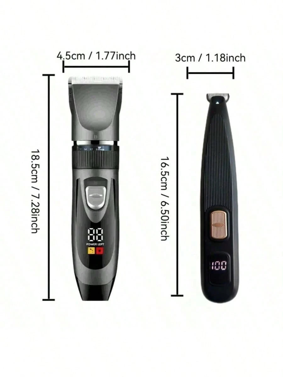 1 Set Of 2pcs Pet Electric Clipper With LED Digital Display Battery Level, Low Noise Pet Electric Trimmer Grooming Kit For Brushing Dogs And Cats Hair, Professional Pet Beauty Clipper Electric Trimmer