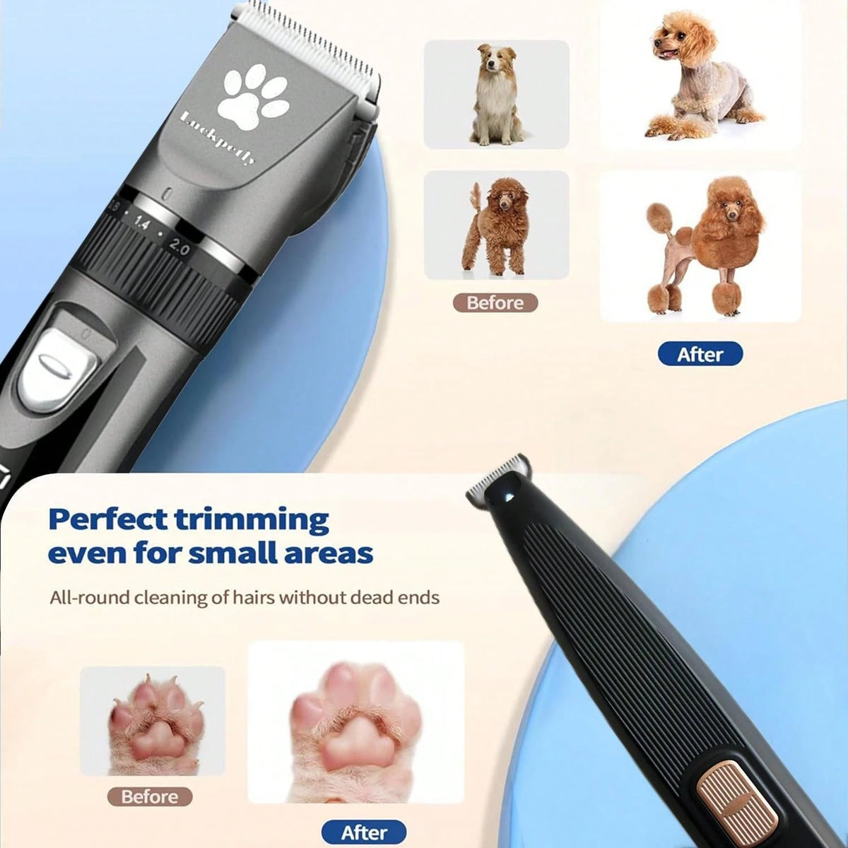 1 Set Of 2pcs Pet Electric Clipper With LED Digital Display Battery Level, Low Noise Pet Electric Trimmer Grooming Kit For Brushing Dogs And Cats Hair, Professional Pet Beauty Clipper Electric Trimmer