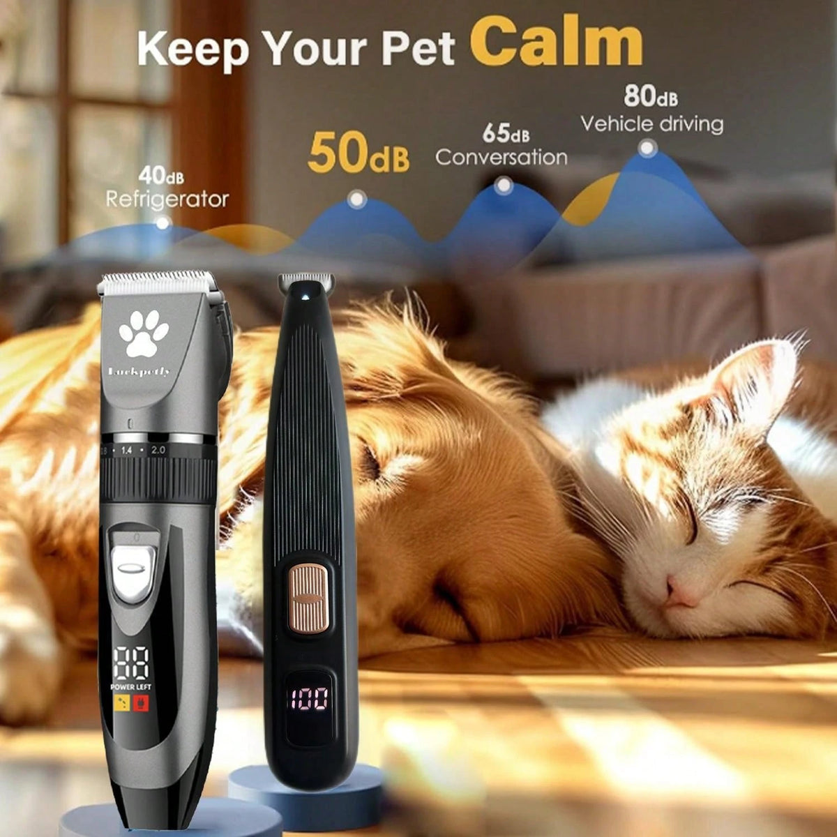 1 Set Of 2pcs Pet Electric Clipper With LED Digital Display Battery Level, Low Noise Pet Electric Trimmer Grooming Kit For Brushing Dogs And Cats Hair, Professional Pet Beauty Clipper Electric Trimmer