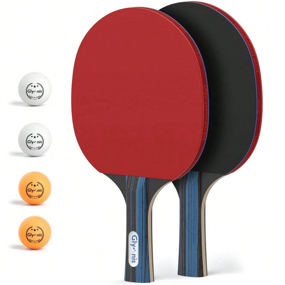 1 Set Ping Pong Paddles Table Tennis Rackets With Balls Storage Case For Indoor Outdoor Game Family Party Sports Activity Accessories