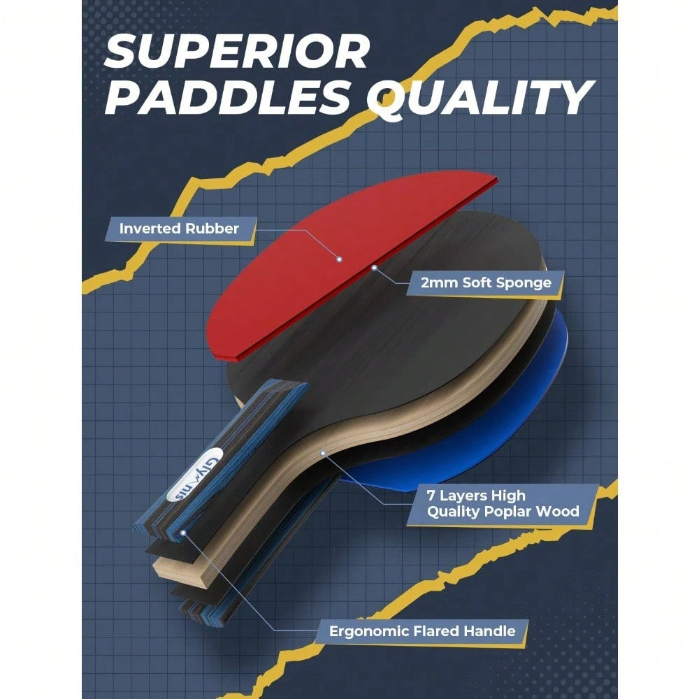 1 Set Ping Pong Paddles Table Tennis Rackets With Balls Storage Case For Indoor Outdoor Game Family Party Sports Activity Accessories