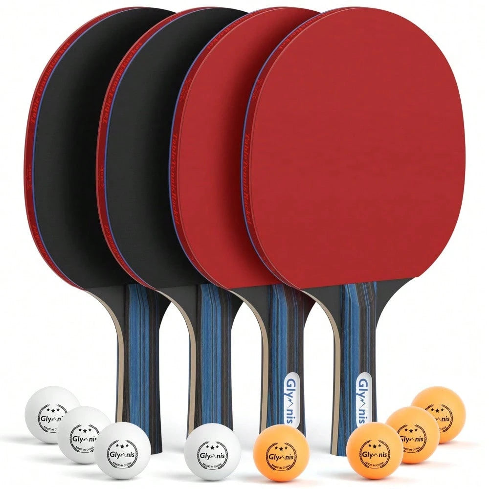 1 Set Ping Pong Paddles Table Tennis Rackets With Balls Storage Case For Indoor Outdoor Game Family Party Sports Activity Accessories
