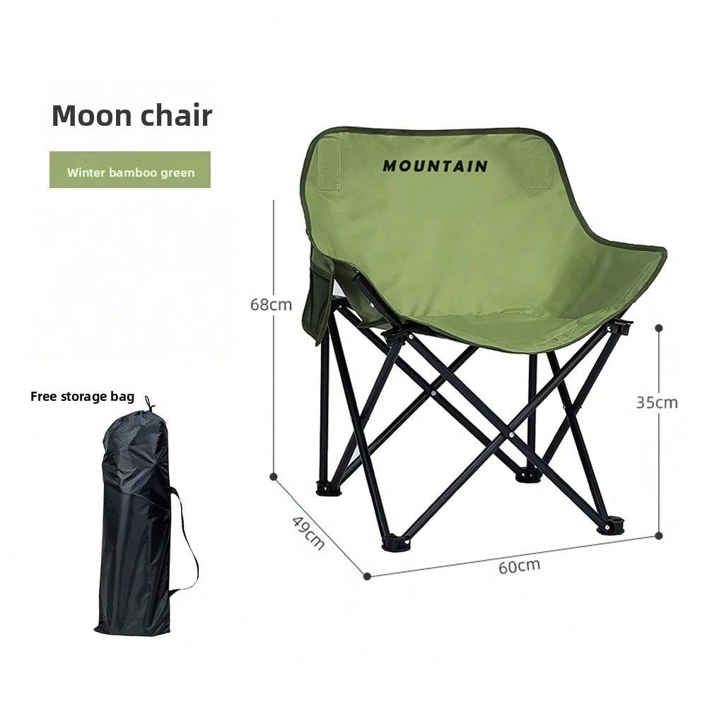 1 Set Portable Outdoor Foldable Moon Chair, Thickened Widened Camping Fishing Chair, Comfortable For Long Time Sitting, Outdoor Furniture For Barbecue, Camping And Café Leisure Use Outdoor Chairs Outd