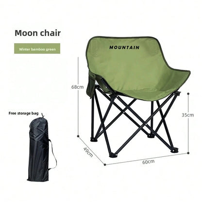 1 Set Portable Outdoor Foldable Moon Chair, Thickened Widened Camping Fishing Chair, Comfortable For Long Time Sitting, Outdoor Furniture For Barbecue, Camping And Café Leisure Use Outdoor Chairs Outd