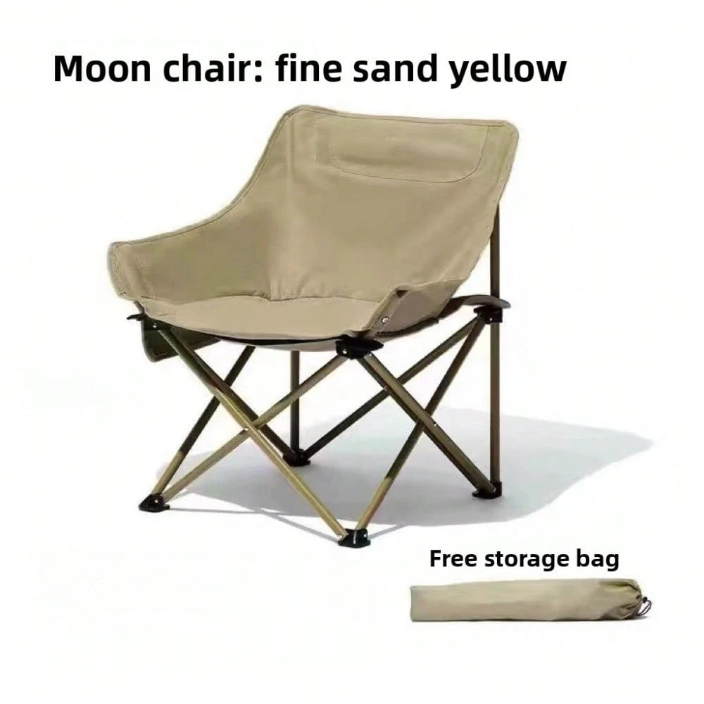 1 Set Portable Outdoor Foldable Moon Chair, Thickened Widened Camping Fishing Chair, Comfortable For Long Time Sitting, Outdoor Furniture For Barbecue, Camping And Café Leisure Use Outdoor Chairs Outd