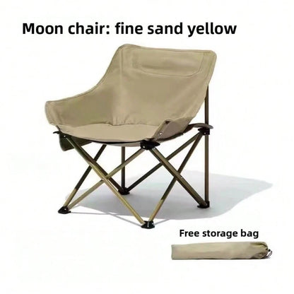 1 Set Portable Outdoor Foldable Moon Chair, Thickened Widened Camping Fishing Chair, Comfortable For Long Time Sitting, Outdoor Furniture For Barbecue, Camping And Café Leisure Use Outdoor Chairs Outd