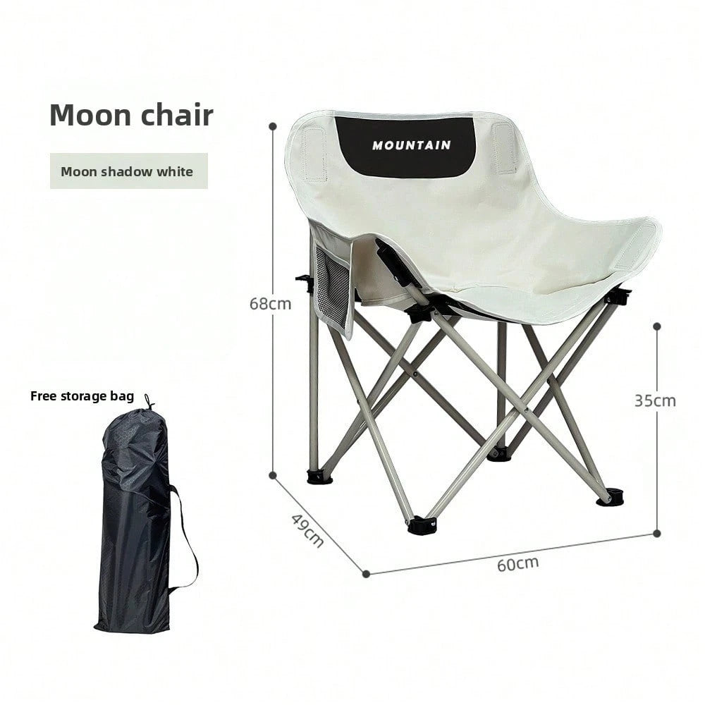 1 Set Portable Outdoor Foldable Moon Chair, Thickened Widened Camping Fishing Chair, Comfortable For Long Time Sitting, Outdoor Furniture For Barbecue, Camping And Café Leisure Use Outdoor Chairs Outd