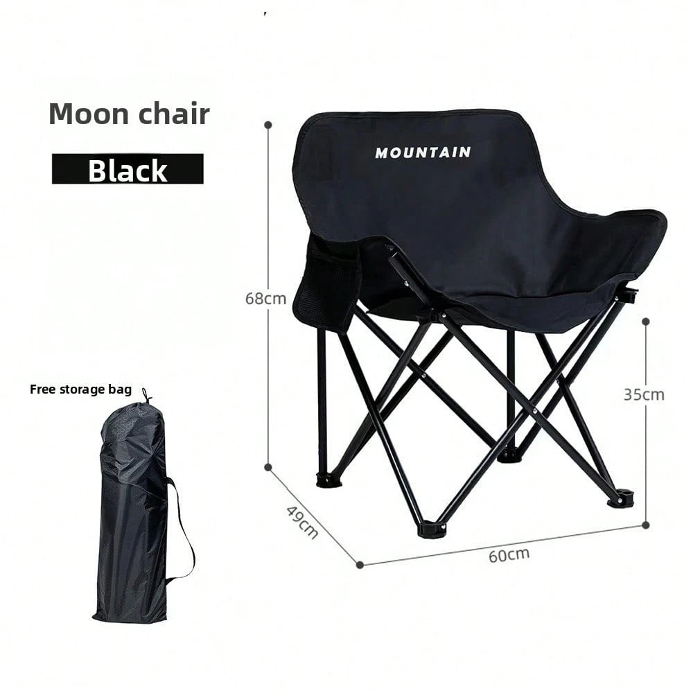 1 Set Portable Outdoor Foldable Moon Chair, Thickened Widened Camping Fishing Chair, Comfortable For Long Time Sitting, Outdoor Furniture For Barbecue, Camping And Café Leisure Use Outdoor Chairs Outd