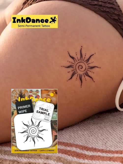 1 Set "Spiral Sun" New Technology Tattoo Sticker, Semi-Permanent, Bohemian Style, Minimalist, Temporary Tattoo, Realistic Tattoo, Waterproof And Long-Lasting, Realistic Design, Plant-Based Formula, In