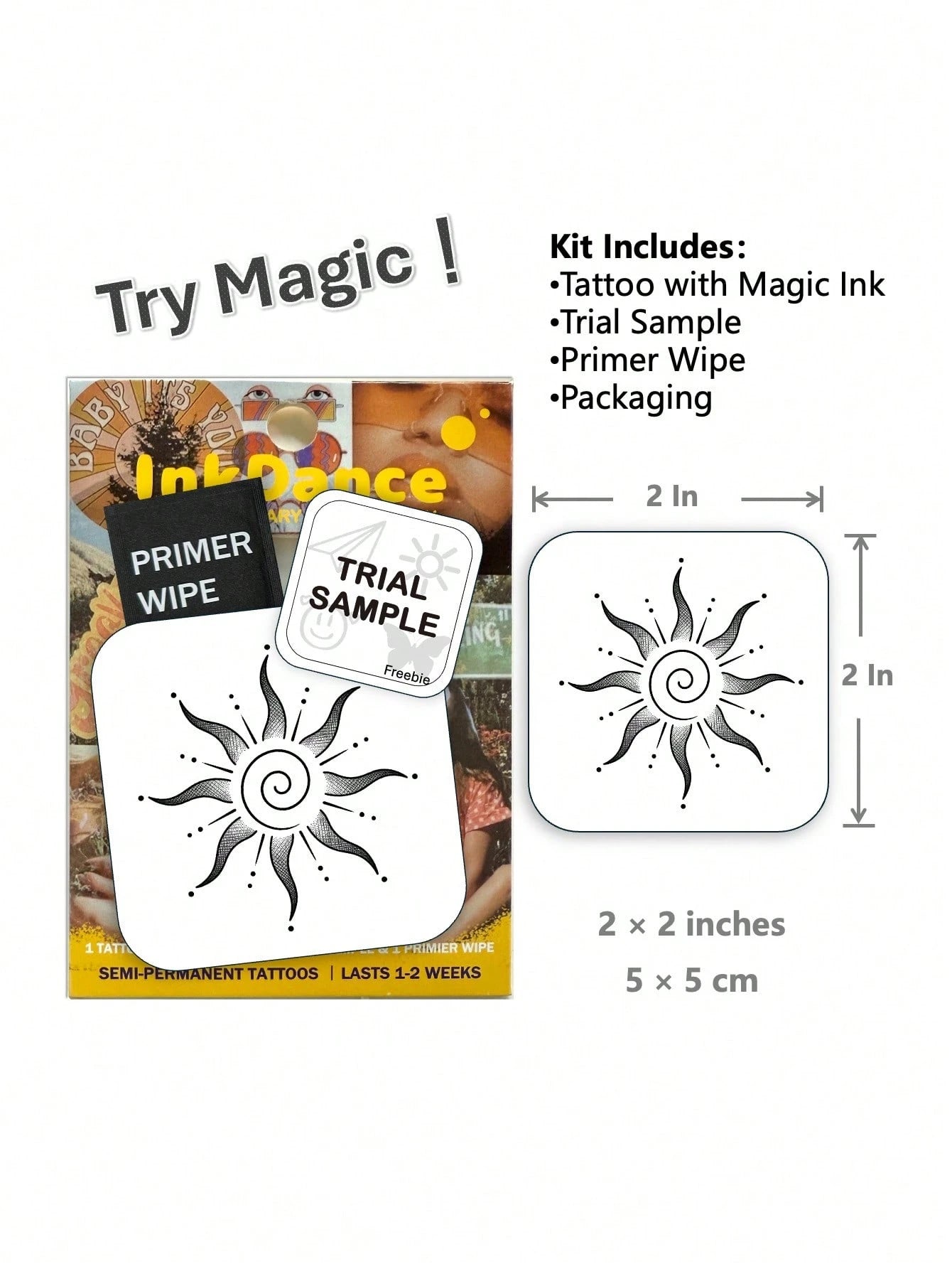 1 Set "Spiral Sun" New Technology Tattoo Sticker, Semi-Permanent, Bohemian Style, Minimalist, Temporary Tattoo, Realistic Tattoo, Waterproof And Long-Lasting, Realistic Design, Plant-Based Formula, In