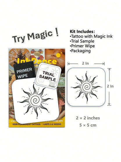 1 Set "Spiral Sun" New Technology Tattoo Sticker, Semi-Permanent, Bohemian Style, Minimalist, Temporary Tattoo, Realistic Tattoo, Waterproof And Long-Lasting, Realistic Design, Plant-Based Formula, In