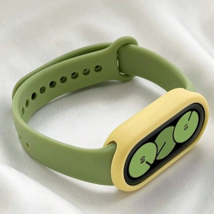 1 Strap + 1 Silicone Protective Case Combo, High Aesthetic Watch Band, Elegant & Exquisite, Comfortable & Breathable Silicone Strap Design, Suitable For Xiaomi 10/9/8 Sizes, Quick Detachable Buckle De