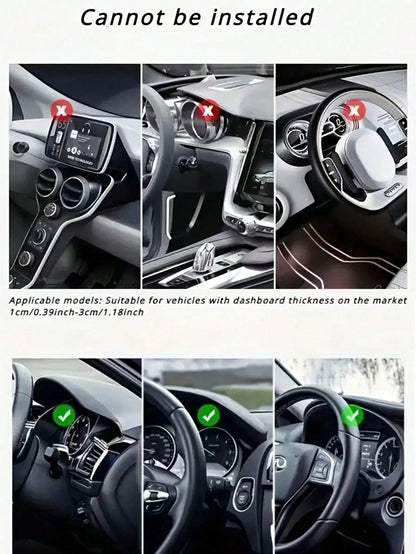 1 Universal Fit Non Slip Shockproof 360 Degree Rotatable Black Car Phone Holder Dashboard Air Vent Clip On Clamp Stand For Car SUV Truck GPS Navigation Mobile Phone Support