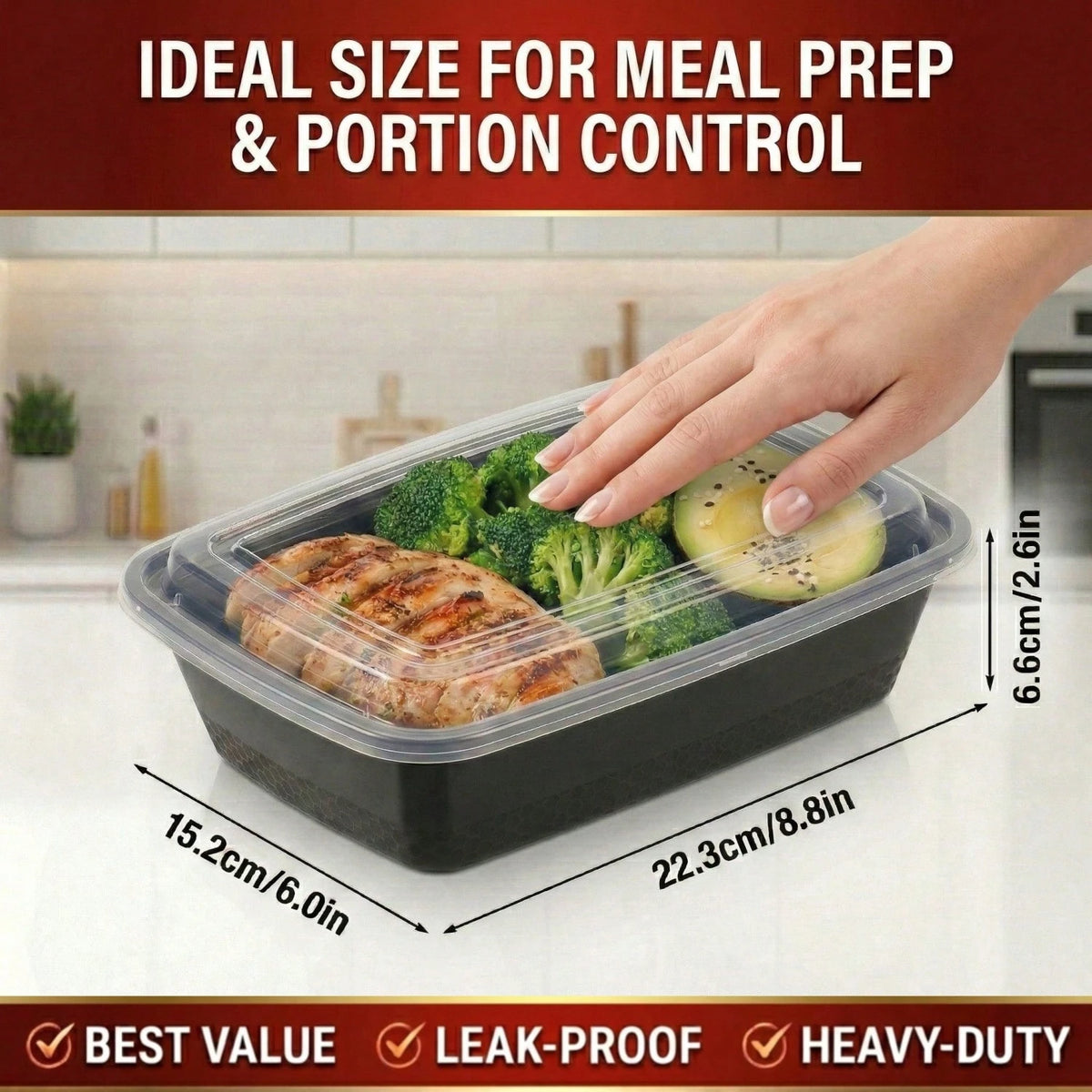 10/100pcs 38oz Black Rectangular Meal Prep Containers, Food Storage Container, Bento Box, Disposable Lunch Box, Kitchen Organizers And Storage Accessories, Microwave & Dishwasher & Freezer, Local Ware