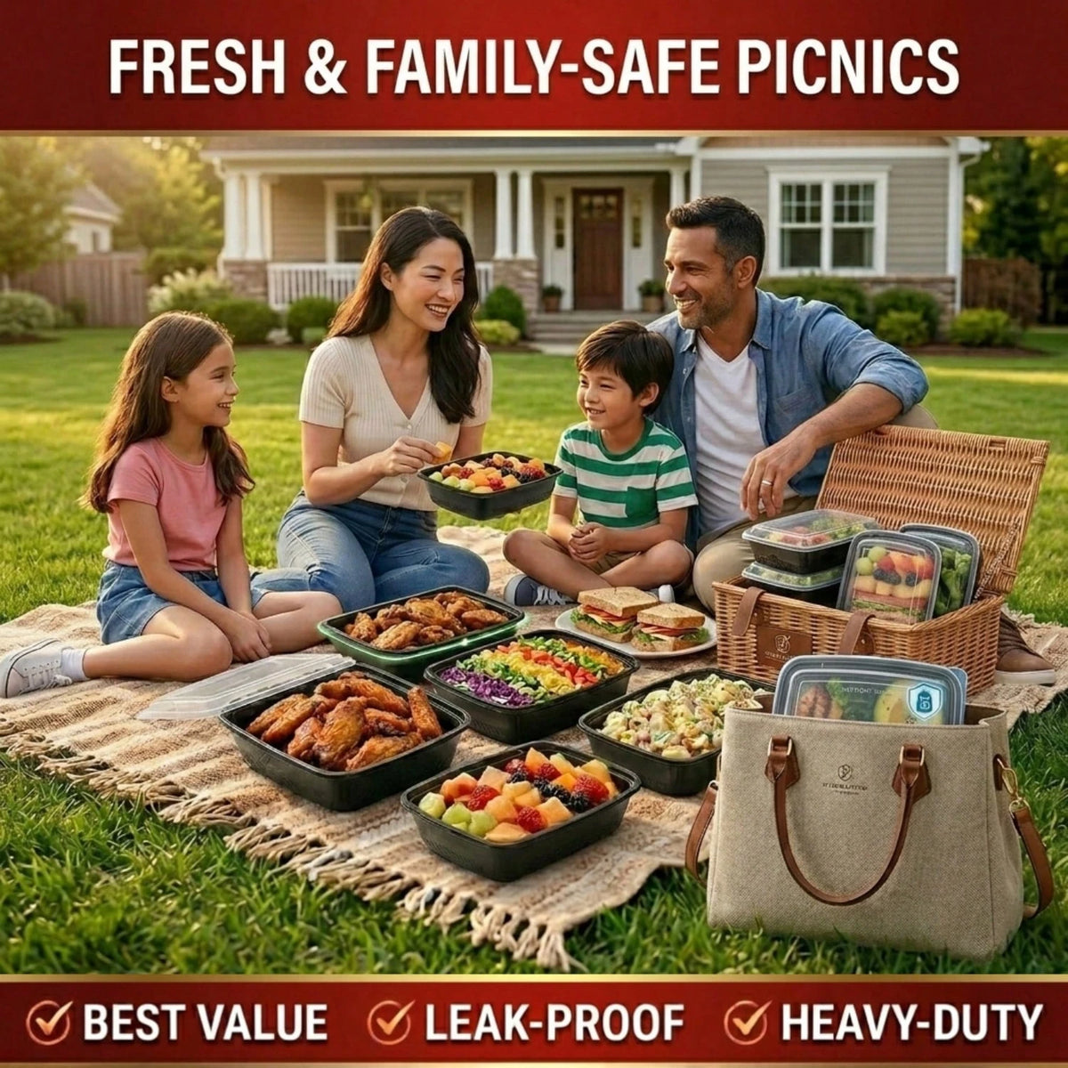 10/100pcs 38oz Black Rectangular Meal Prep Containers, Food Storage Container, Bento Box, Disposable Lunch Box, Kitchen Organizers And Storage Accessories, Microwave & Dishwasher & Freezer, Local Ware