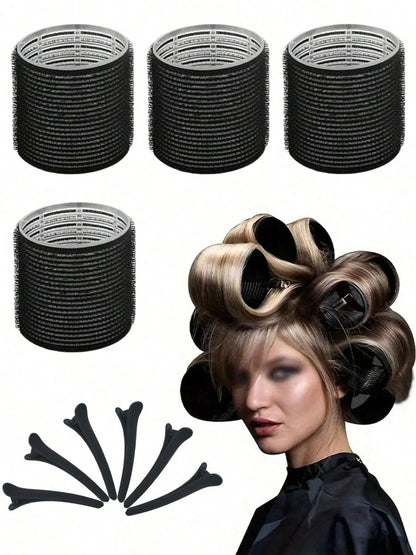 10/12/24Pcs Jumbo Hair Curlers Rollers With Clips, Self-Grip Large Hair Rollers For Long Medium Short Hair Bangs, Heatless Curlers 2.36in 1.9in 1.53in DIY Hairdressing Tools