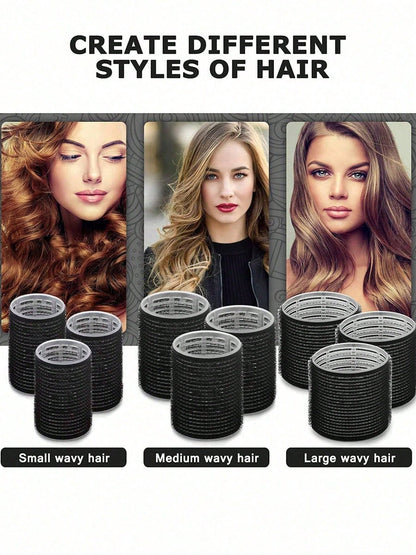 10/12/24Pcs Jumbo Hair Curlers Rollers With Clips, Self-Grip Large Hair Rollers For Long Medium Short Hair Bangs, Heatless Curlers 2.36in 1.9in 1.53in DIY Hairdressing Tools