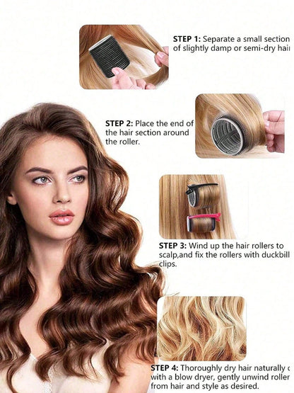 10/12/24Pcs Jumbo Hair Curlers Rollers With Clips, Self-Grip Large Hair Rollers For Long Medium Short Hair Bangs, Heatless Curlers 2.36in 1.9in 1.53in DIY Hairdressing Tools