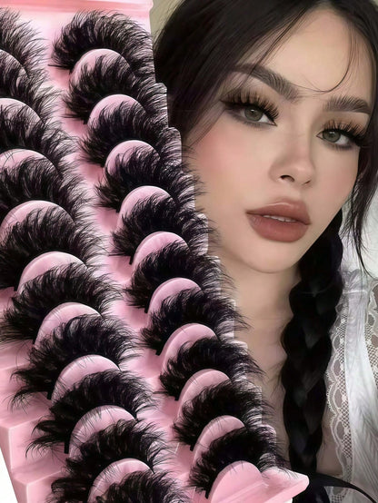 10/7 Pairs Luxury 5D Faux Mink Long Lasting Natural Dramatic Curl Eyelash Extensions- Thick, Full, Sweet 3D False Eyelashes For Glamorous Look- Reusable & Easy To Apply