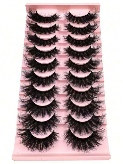 10/7 Pairs Luxury 5D Faux Mink Long Lasting Natural Dramatic Curl Eyelash Extensions- Thick, Full, Sweet 3D False Eyelashes For Glamorous Look- Reusable & Easy To Apply