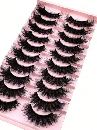 10/7 Pairs Luxury 5D Faux Mink Long Lasting Natural Dramatic Curl Eyelash Extensions- Thick, Full, Sweet 3D False Eyelashes For Glamorous Look- Reusable & Easy To Apply