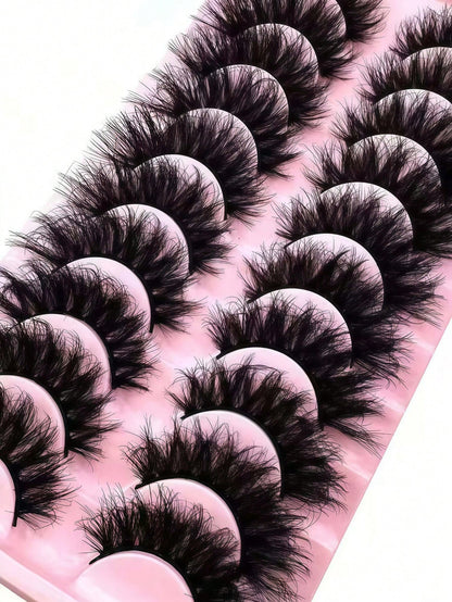 10/7 Pairs Luxury 5D Faux Mink Long Lasting Natural Dramatic Curl Eyelash Extensions- Thick, Full, Sweet 3D False Eyelashes For Glamorous Look- Reusable & Easy To Apply