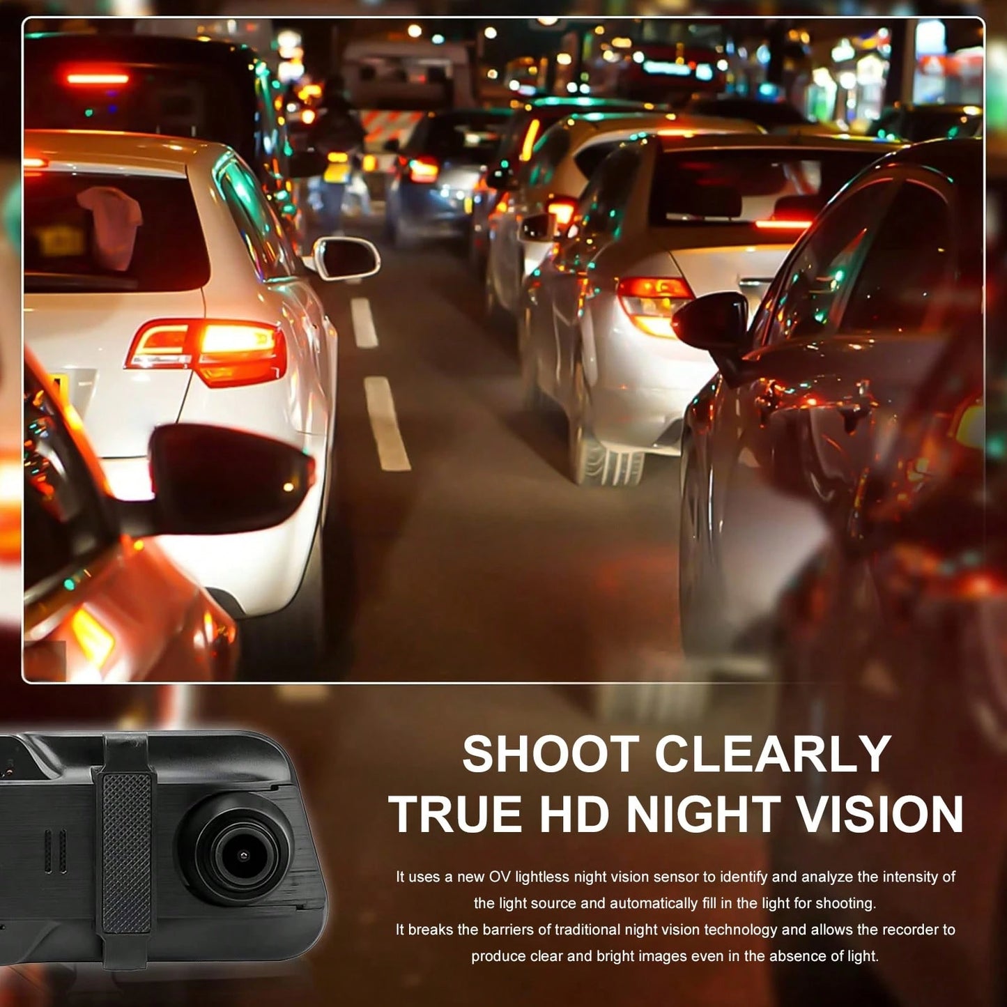10 Inch Mirror Dash Cam Front And Rear Camera, Full HD 1080P Dual Lens Dash Camera For Cars With 32GB SD Card, Night Vision Backup Camera, Full Touch Screen, Parking Monitor, G-Sensor Loop Recording