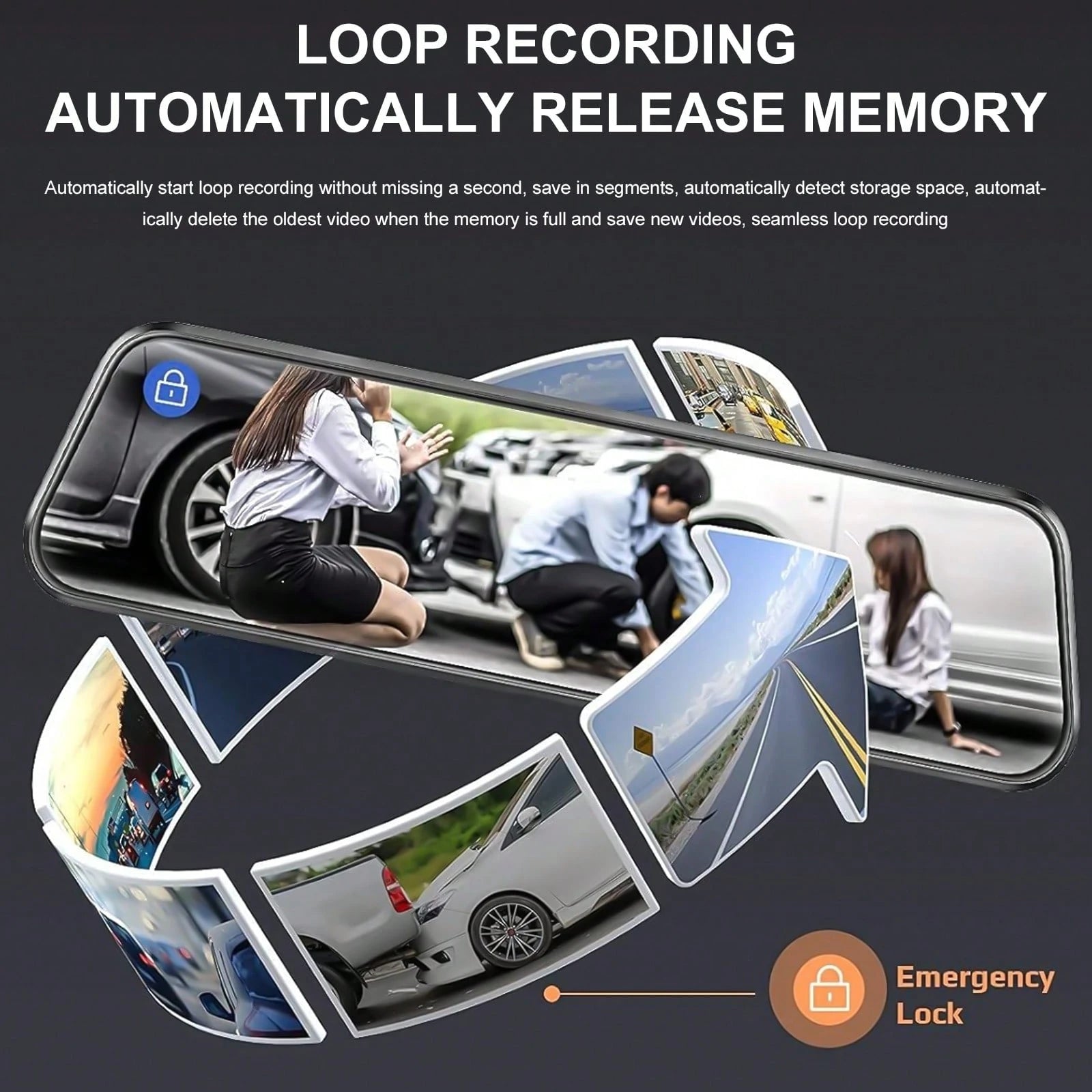 10 Inch Mirror Dash Cam Front And Rear Camera, Full HD 1080P Dual Lens Dash Camera For Cars With 32GB SD Card, Night Vision Backup Camera, Full Touch Screen, Parking Monitor, G-Sensor Loop Recording