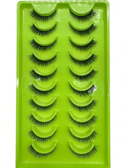 10 Pairs Cat Eye 3D Mink Lashes, Soft Fluffy Curly Handmade False Eyelashes, Natural Looking Makeup Fake Lashes, Dense Volume Strip Lashes,Lashes,Eyelashes,Fake Lashes
