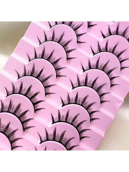 10 Pairs Super Natural Look Eyelashes, Japanese Anime Style 13mm Length, Endlessly Attractive False Eyelashes, 009 Series Full Strip Black Eyelashes Strip Lashes,Lashes,Eyelashes,Fake Lashes