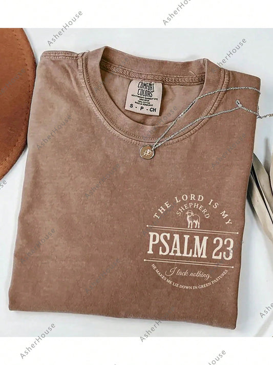 100% Cotton Unisex Round Neck 230g Washed, Adventure-Loving Sheep Print T-Shirt, High-Quality Batik Cotton Vintage Fashion Brand T-Shirt, Men's T-Shir