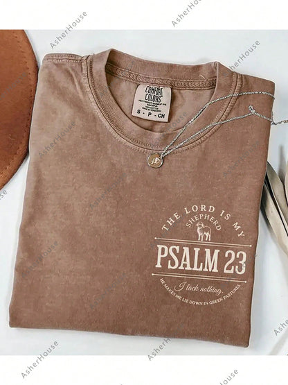 100% Cotton Unisex Round Neck 230g Washed, Adventure-Loving Sheep Print T-Shirt, High-Quality Batik Cotton Vintage Fashion Brand T-Shirt, Men's T-Shir