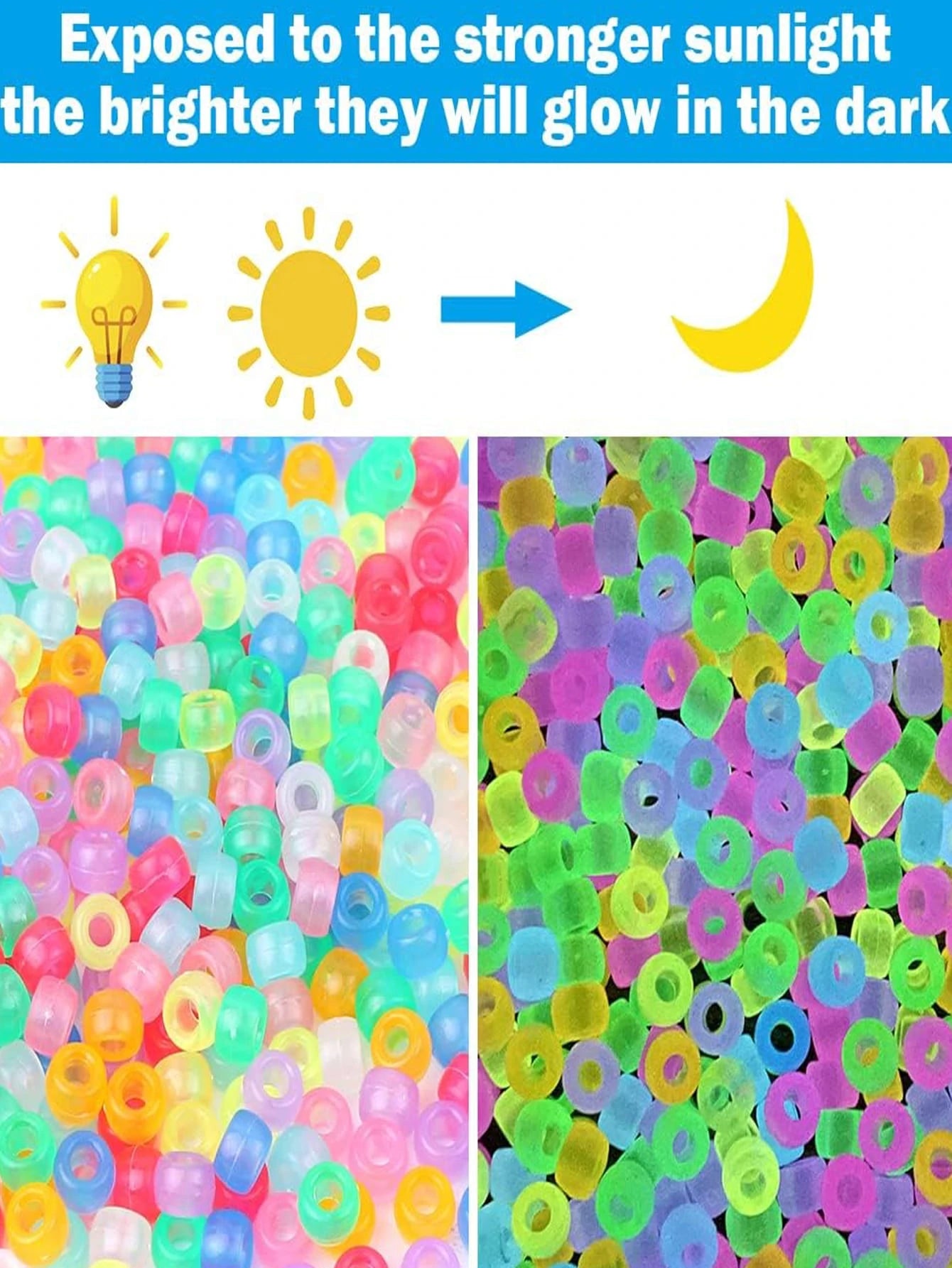 100 Packs Of Stylish Luminous Big Hole Pony Beads Pony Beads With Various Dreadlocks (random Color)
