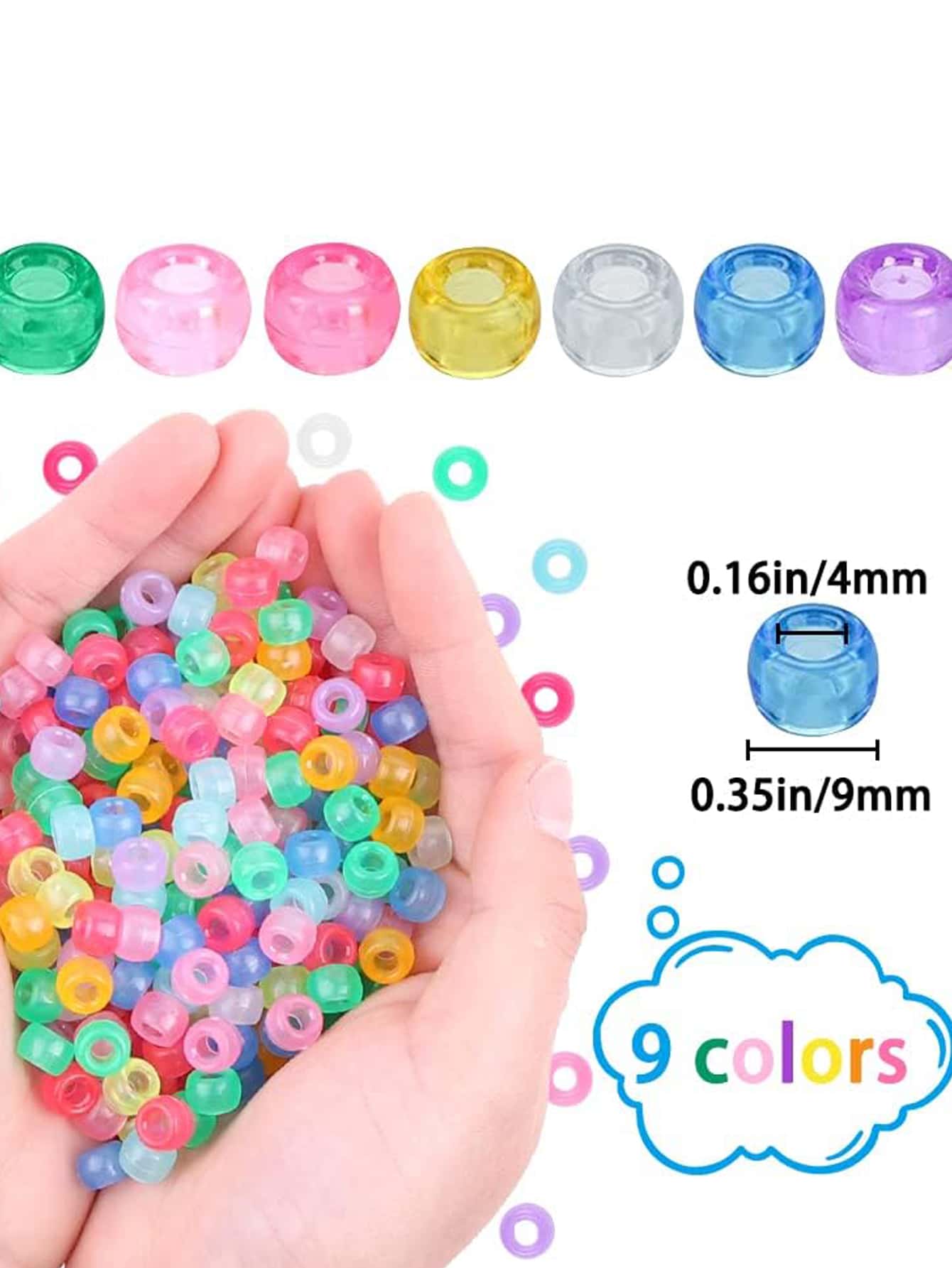 100 Packs Of Stylish Luminous Big Hole Pony Beads Pony Beads With Various Dreadlocks (random Color)