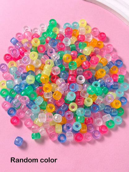 100 Packs Of Stylish Luminous Big Hole Pony Beads Pony Beads With Various Dreadlocks (random Color)