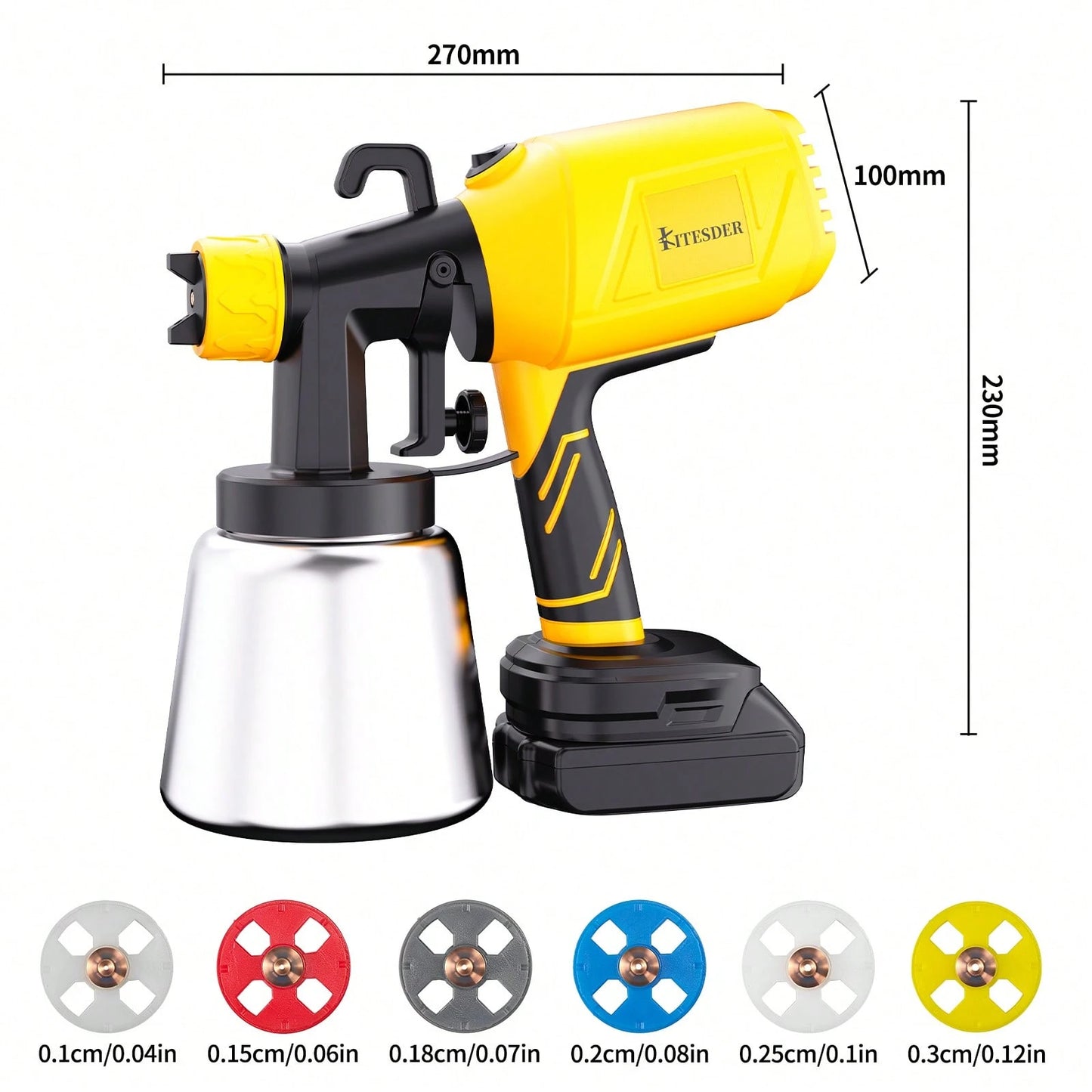 1000ml Electric Paint Sprayer Spray Gun Indoor Outdoor, High Pressure&Easy Painting, Pure Copper Motor + Aluminum Kettle, 360° Rotatable 3 Patterns For Furniture Wall Fence – Yellow