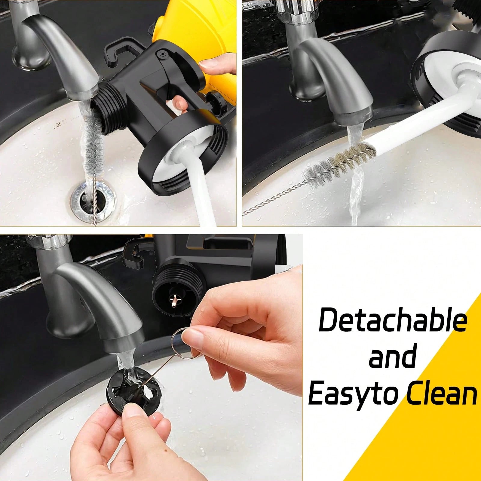 1000ml Electric Paint Sprayer Spray Gun Indoor Outdoor, High Pressure&Easy Painting, Pure Copper Motor + Aluminum Kettle, 360° Rotatable 3 Patterns For Furniture Wall Fence – Yellow