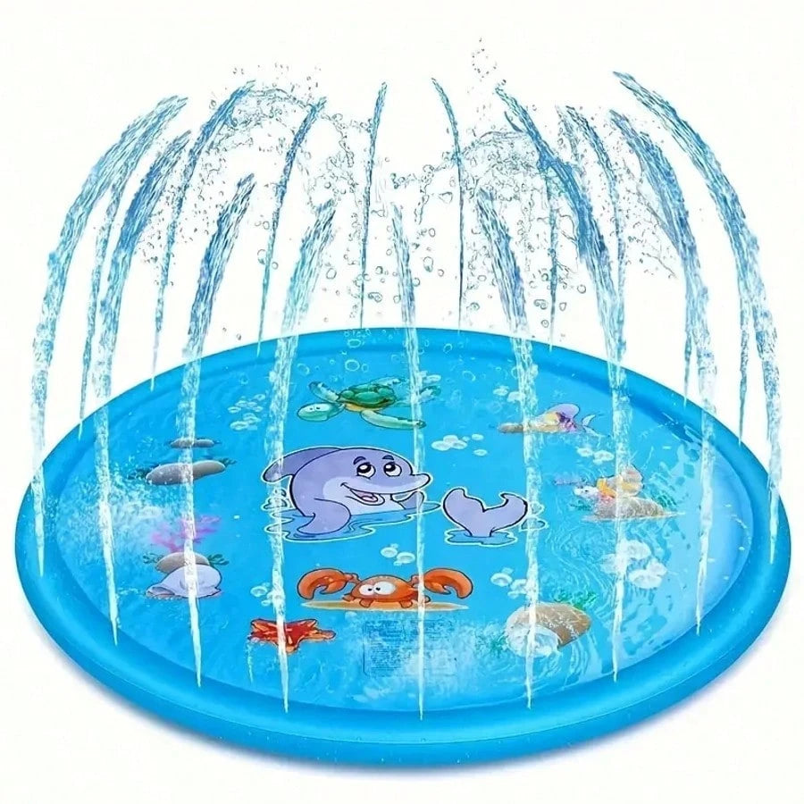 100CM/40inch Summer Outdoor Water Play Toy Dolphin Spray Mat Circular Spray Mat,Courtyard Water Play Mat