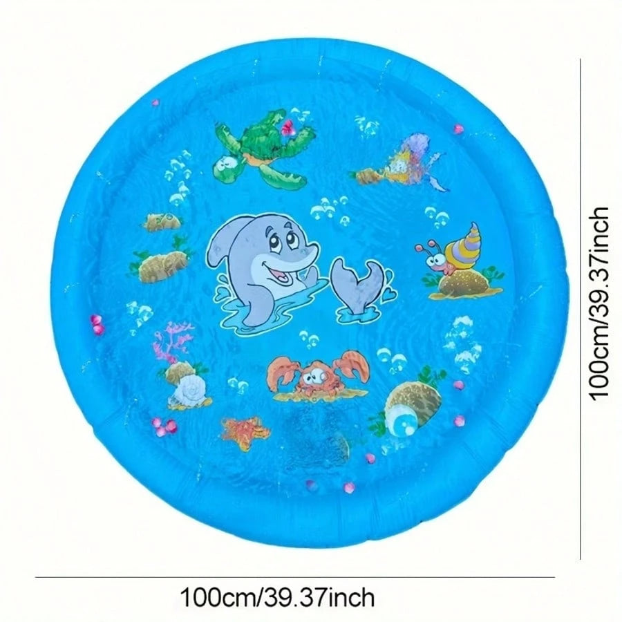 100CM/40inch Summer Outdoor Water Play Toy Dolphin Spray Mat Circular Spray Mat,Courtyard Water Play Mat
