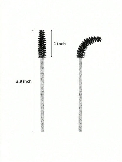 100PCS Crystal Pink Eyelash Brushes, Mascara Wands With Container, Bendable Eyebrow Spoolies, Lash Brush For Lash Extensions, Eyebrow Spoolie, Castor Oil Brushes