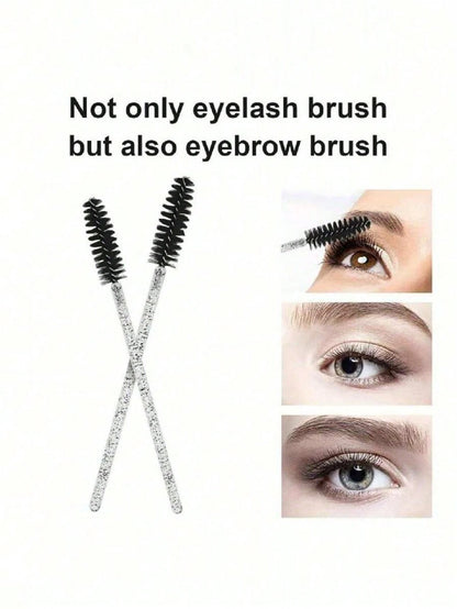 100PCS Crystal Pink Eyelash Brushes, Mascara Wands With Container, Bendable Eyebrow Spoolies, Lash Brush For Lash Extensions, Eyebrow Spoolie, Castor Oil Brushes