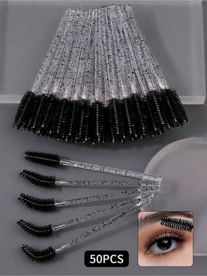 100PCS Crystal Pink Eyelash Brushes, Mascara Wands With Container, Bendable Eyebrow Spoolies, Lash Brush For Lash Extensions, Eyebrow Spoolie, Castor Oil Brushes