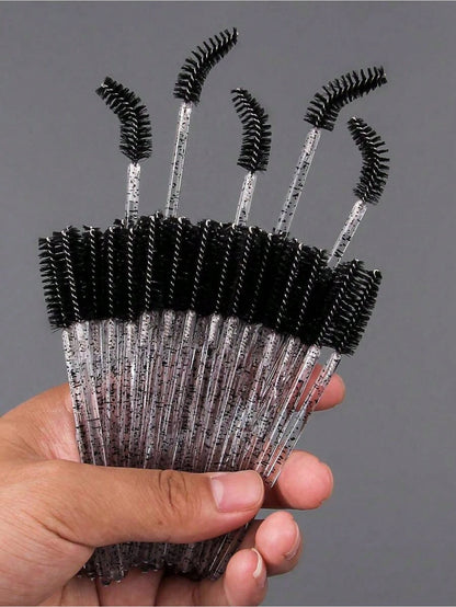 100PCS Crystal Pink Eyelash Brushes, Mascara Wands With Container, Bendable Eyebrow Spoolies, Lash Brush For Lash Extensions, Eyebrow Spoolie, Castor Oil Brushes